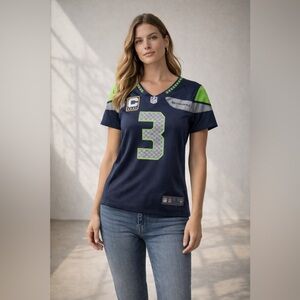 NFL Russell Wilson Seattle Seahawks Nike Vapor Limited Captain Jersey Women’s S